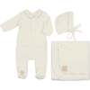 Dot to Dot Collared Layette Set Ivory & Blue - Mixed Apparel Set - 1 - thumbnail