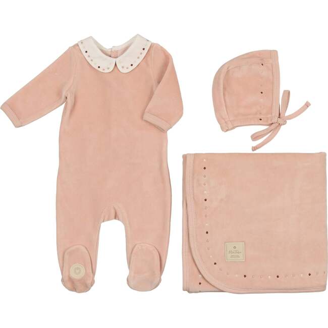 Dot to Dot Collared Layette Set Pink Whip