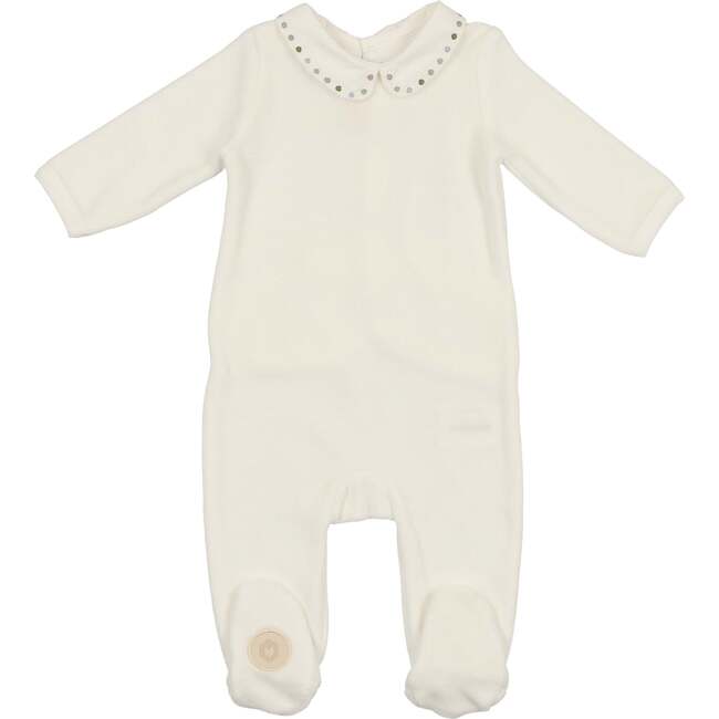 Dot to Dot Collared Footie Ivory & Blue