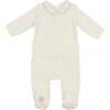 Dot to Dot Collared Footie Ivory & Blue - Footie Pajamas - 1 - thumbnail