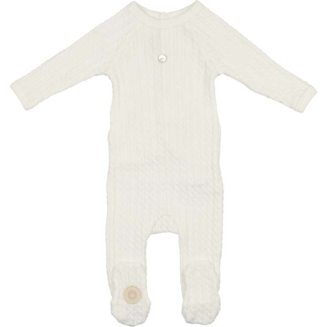 Cable Knit Footie Ivory - Footie Pajamas - 1