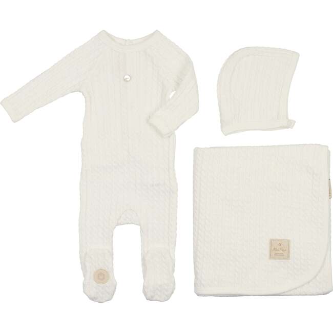 Cable Knit Layette Set Ivory