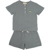 Cayden Organic Muslin Petit Dino Set Fog - Mixed Apparel Set - 1 - thumbnail