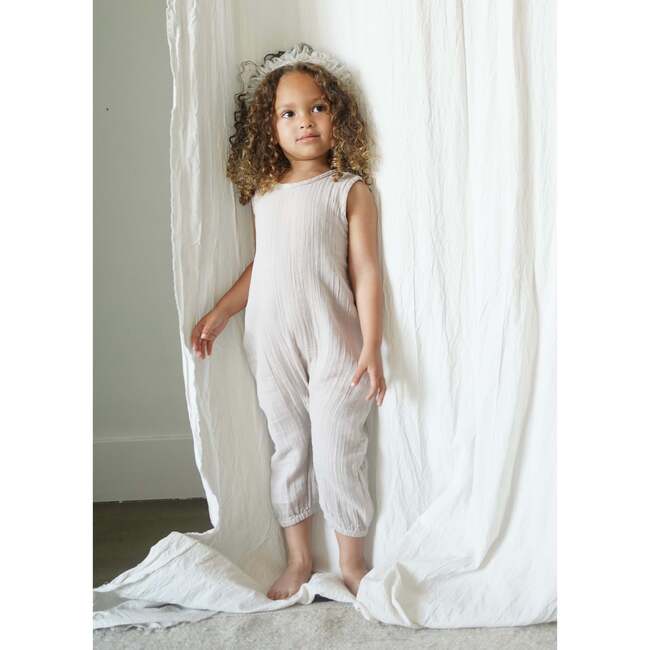 Muslin Cotton Unisex Sleeveless Jumpsuit Pewter - Rompers - 3