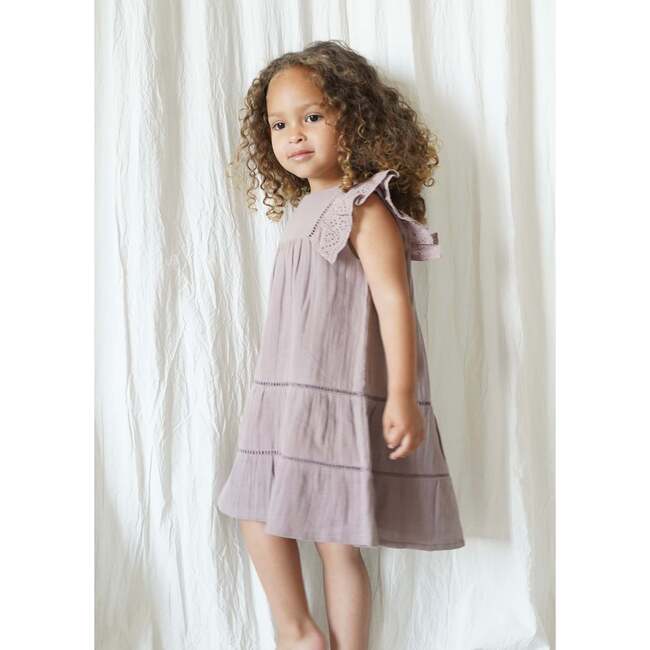 Maliya Muslin Cotton Anglaise Dress Dusty Mauve - Dresses - 3