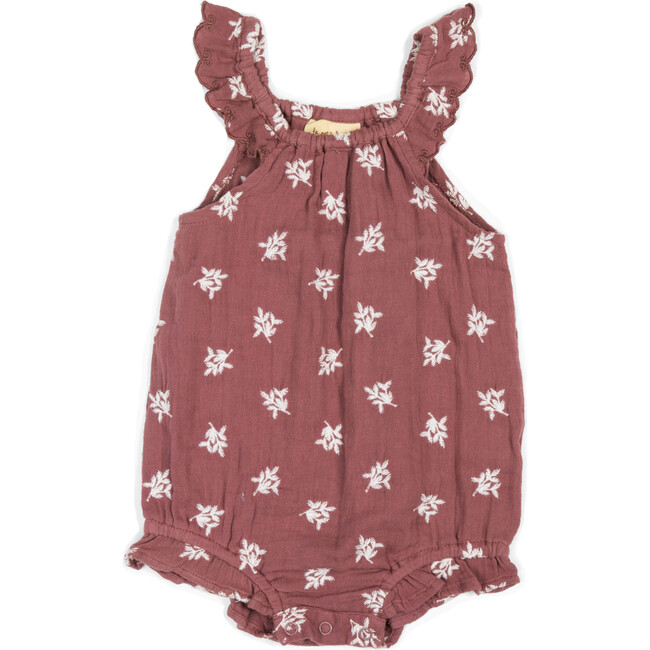 Calliope Organic Muslin Embroidered Romper Mulberry - Rompers - 1