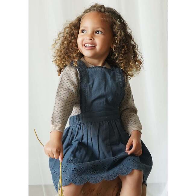 Elea Corduroy Cotton Anglaise Dress Vintage Blue - Dresses - 4