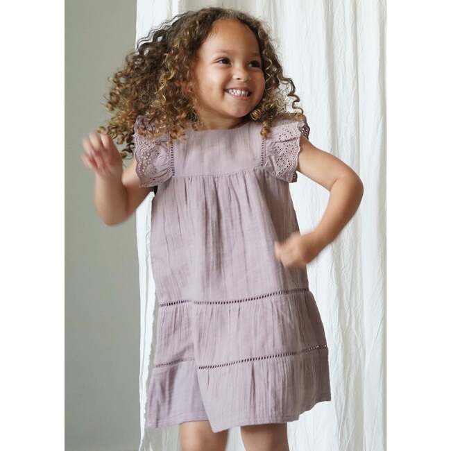 Maliya Muslin Cotton Anglaise Dress Dusty Mauve - Dresses - 4