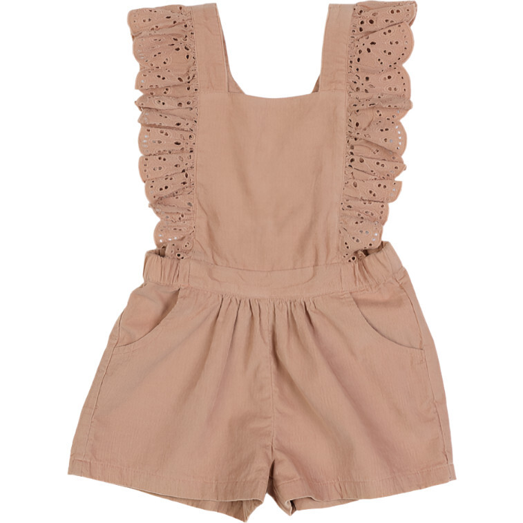Lili Corduroy Anglaise Romper Café Au Lait - Rompers - 1