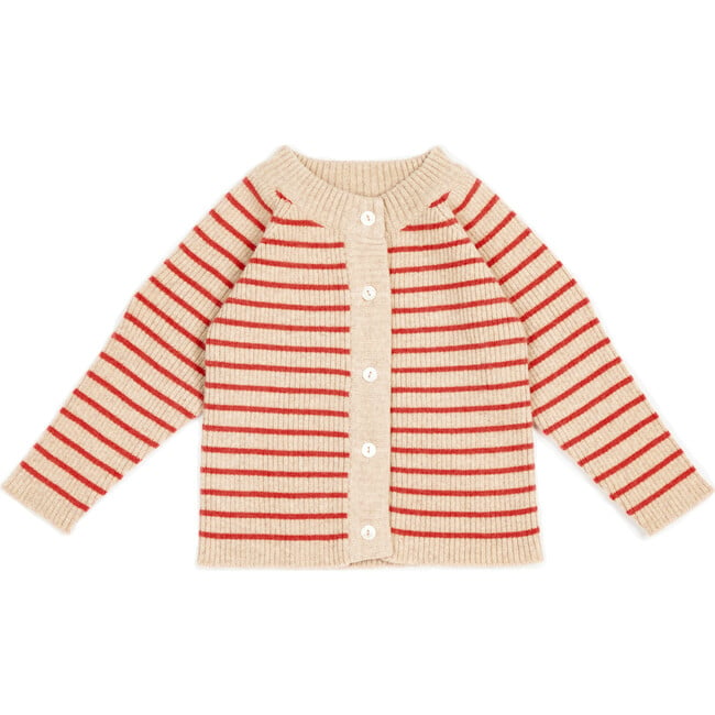 Cashmere Cardigan Red/Beige - Cardigans - 1