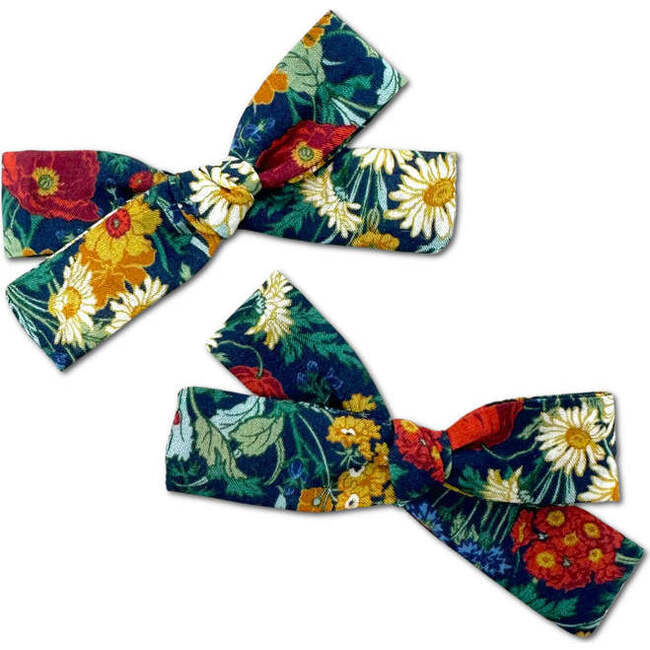 Skinny Ribbon Pigtail Bows, Liberty of London Wildflowers