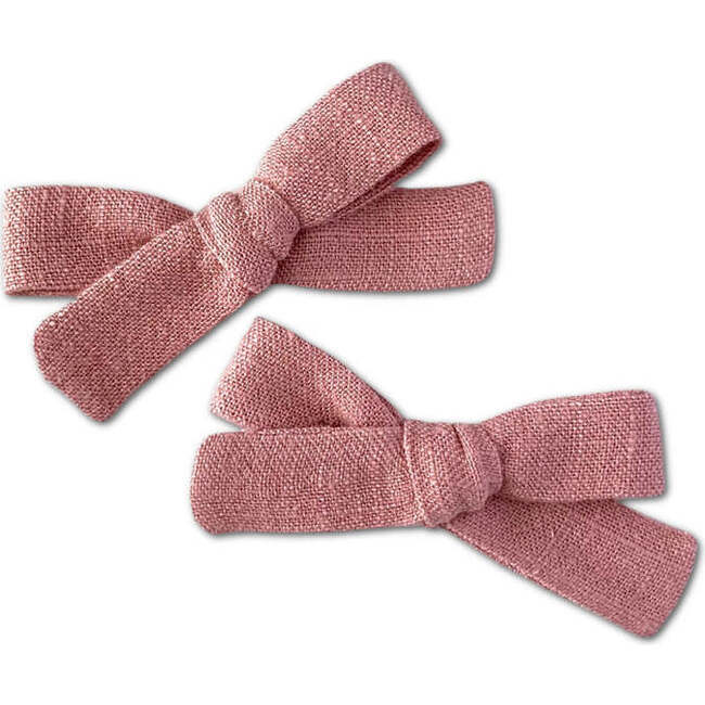 Skinny Ribbon Pigtail Bows, Rose