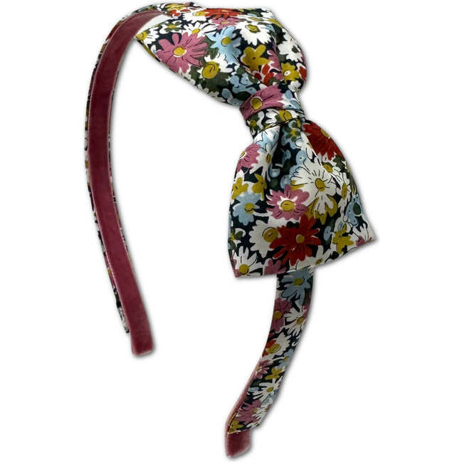 Liberty of London Bow Headband, Pink Daisies - Headbands - 3