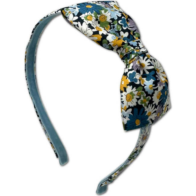 Liberty of London Bow Headband, Blue Daisies - Headbands - 3