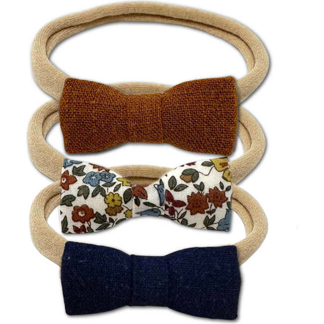 Itty Bitty Bow Baby Headbands, Navy/Brown Bundle Set - Hair Accessories - 1