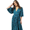 Women's Sloan V-Neck Smoked Cuff Long Sleeve Maxi Caftan Dress, Cierra Bayou - Dresses - 3