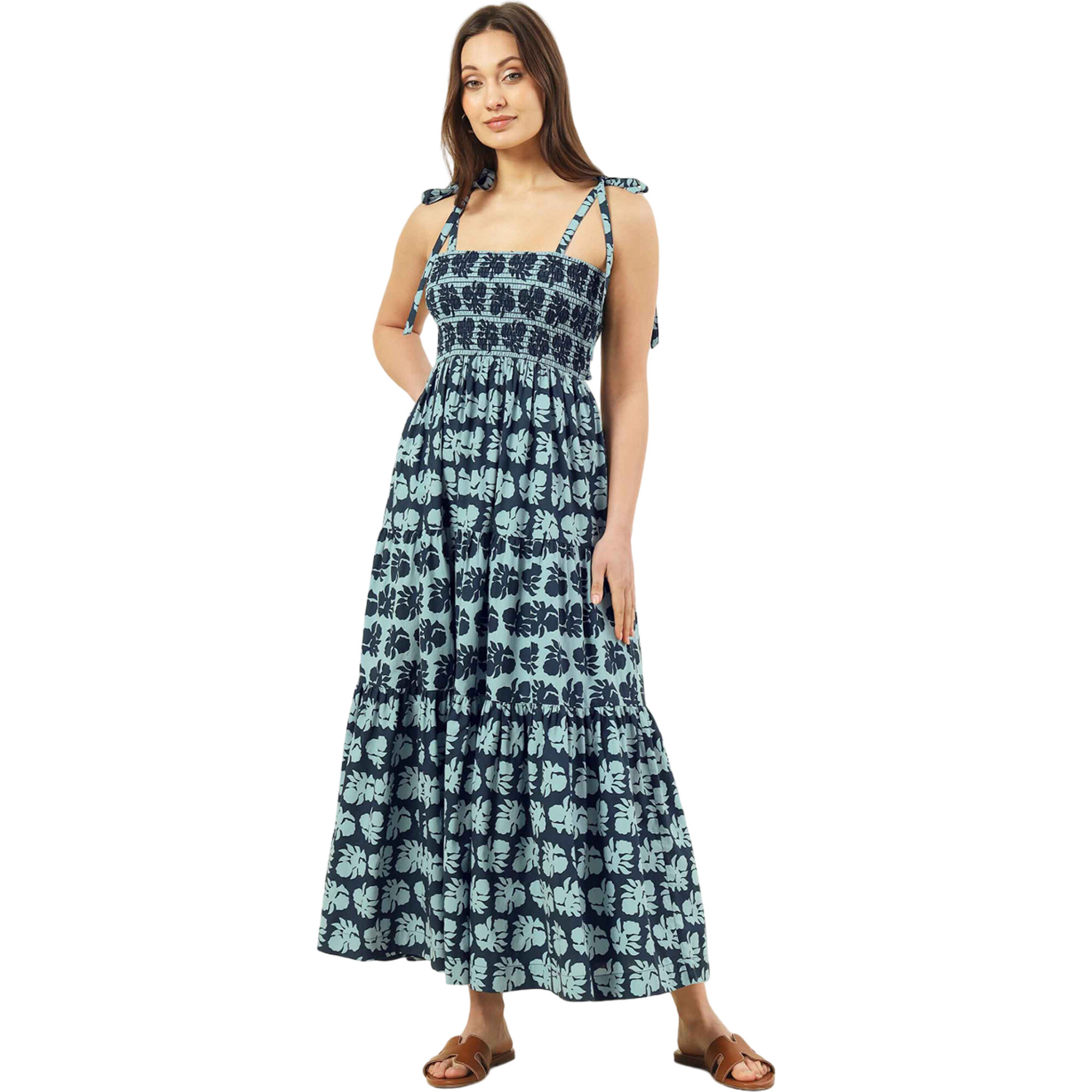 Women's Lana Adjustable Shoulder Ties Sleeveless Maxi Dress, Akola Storm - Dresses - 1