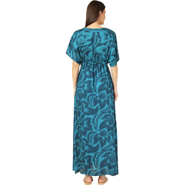 Women's Pia V-Neck Drop Shoulder Drawstring Waist Tie Caftan, Cierra Bayou - Dresses - 3