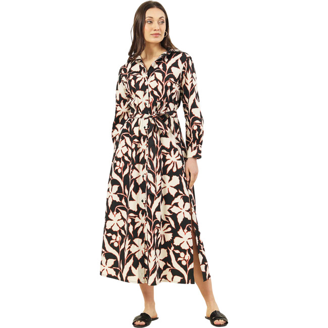 Women's Emma Flower Print Long Sleeve Maxi Shirt Dress, Bianca Cliff