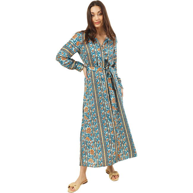 Women's Emma Long Sleeve Removable Belt Maxi Shirt Dress, Nirali Regatta