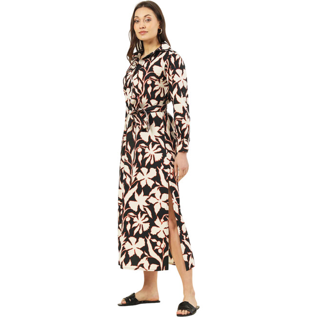 Women's Emma Flower Print Long Sleeve Maxi Shirt Dress, Bianca Cliff - Dresses - 2