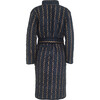 Women's Jiya Maggi Block Print Reversible Long Sleeve Waist Belt Quilted Coat, Navy - Coats - 2