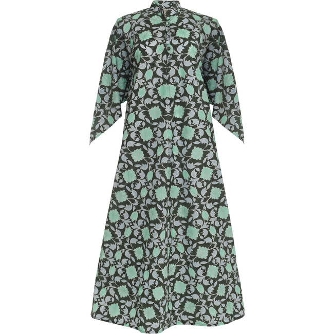 Women's Artemisia Lisbon Print Long Pointed Sleeve Full-Length Kaftan Dress, Green