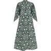 Women's Artemisia Lisbon Print Long Pointed Sleeve Full-Length Kaftan Dress, Green - Dresses - 1 - thumbnail