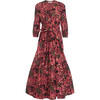 Women's Aaron Floral Print Round Neck Long Puff Sleeve Frock Dress, Red - Dresses - 1 - thumbnail