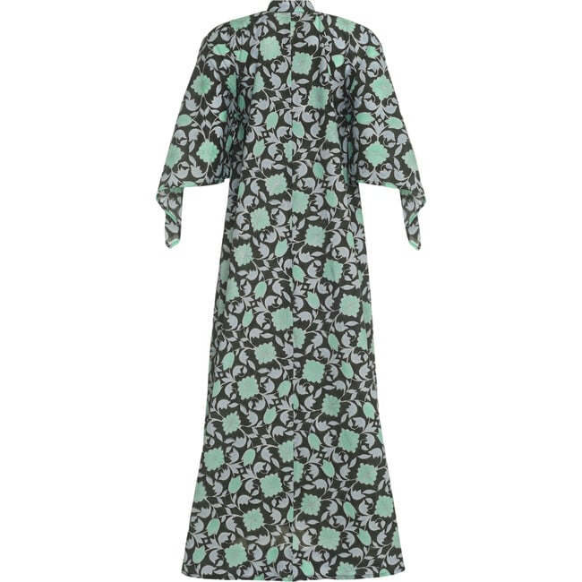 Women's Artemisia Lisbon Print Long Pointed Sleeve Full-Length Kaftan Dress, Green - Dresses - 2