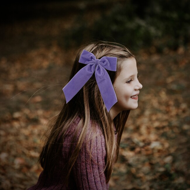 Big Velvet Bow, Lilac - Hair Accessories - 2