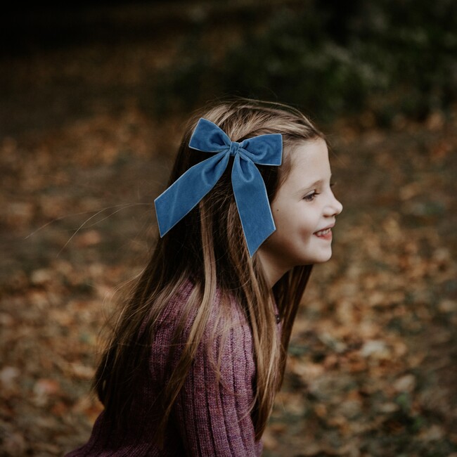 Big Velvet Bow, French Blue - Bows - 2