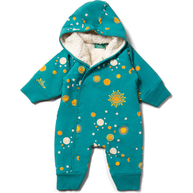 Sherpa Lined Elastic Fold-Over Cuff Hooded Snowsuit, Sun & The Stars