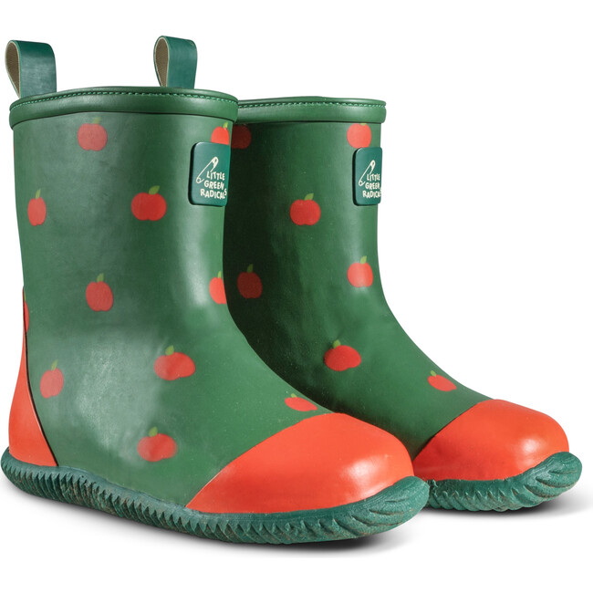 Wellington Classic Calf Length Round Toes Waterproof Boots, Red Apples