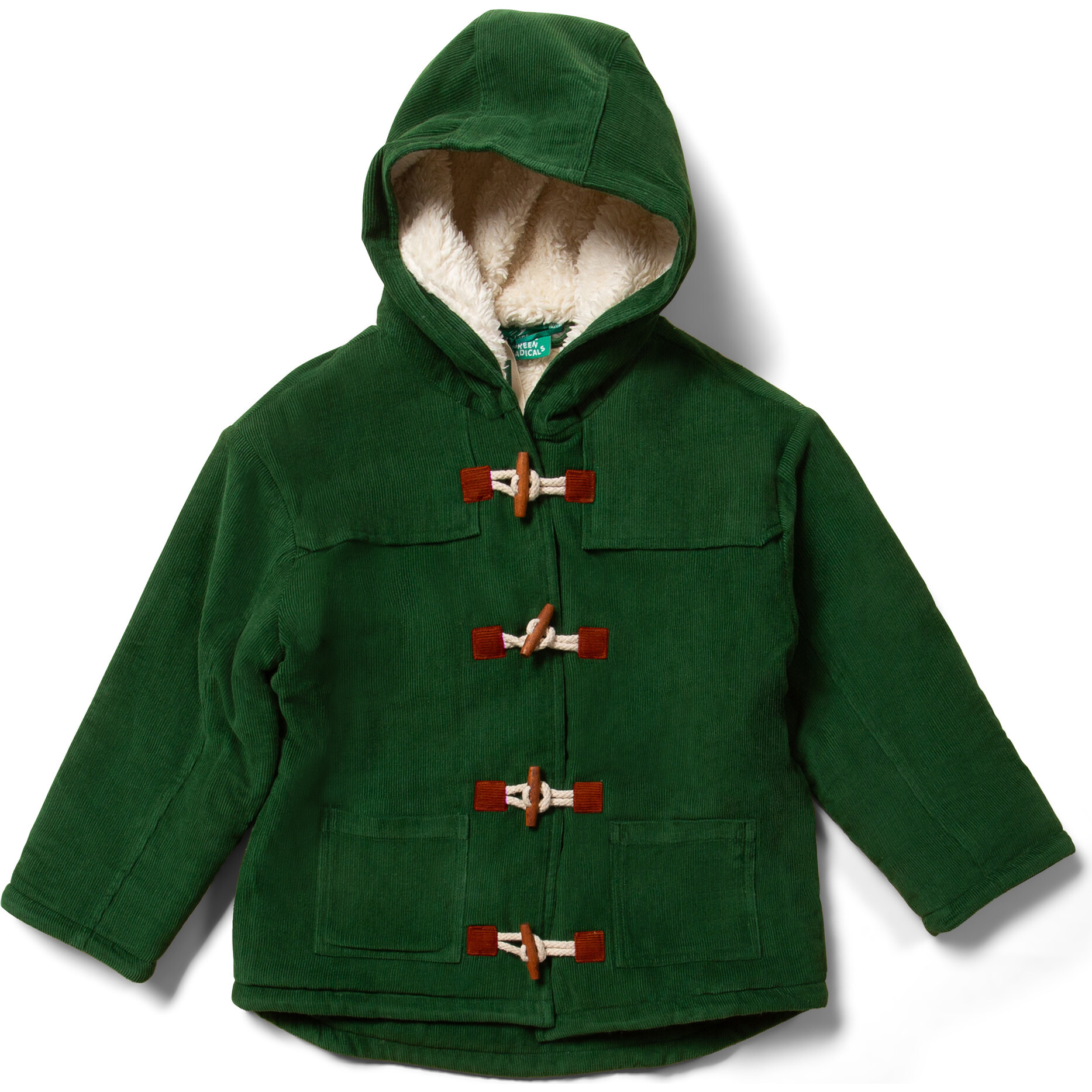 Sherpa Lined Wooden Toggle Closure Hooded Duffle Coat, Vintage