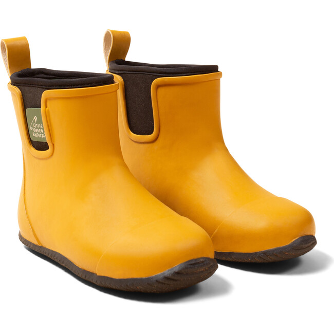 Wellington Ankle Length Round Toes Waterproof Boots, Gold