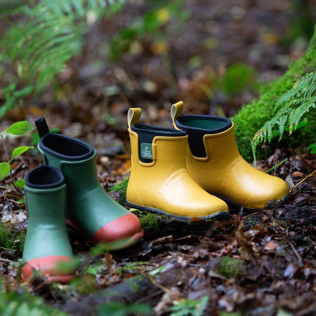 Wellington Ankle Length Round Toes Waterproof Boots, Gold - Rain Boots - 3