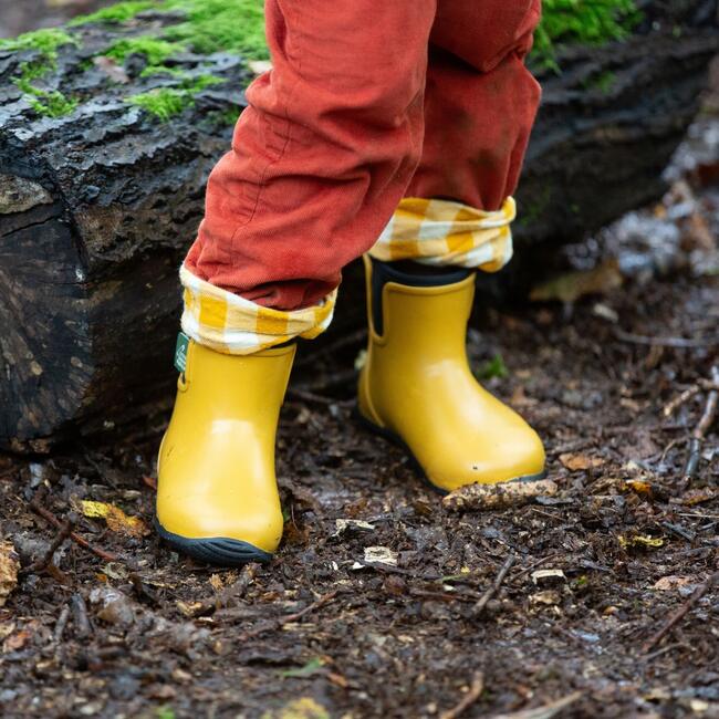 Wellington Ankle Length Round Toes Waterproof Boots, Gold - Rain Boots - 5