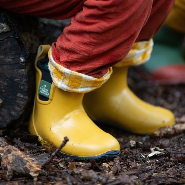 Wellington Ankle Length Round Toes Waterproof Boots, Gold - Rain Boots - 8