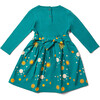 Pointelle Long Sleeve Bow Tie Wide Skirt Twirler Dress, Sun And The Stars - Dresses - 2