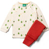 Organic Envelope Neck Long Sleeve T-Shirt And Jogger Playset, Winter Trees - Loungewear - 1 - thumbnail