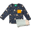 Organic Envelope Neck Long Sleeve T-Shirt And Jogger Playset, Over The Moon - Loungewear - 1 - thumbnail