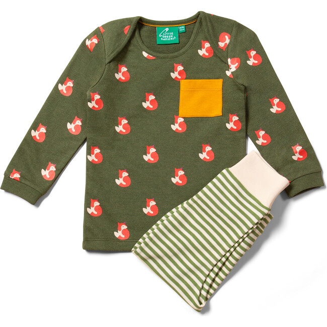 Organic Envelope Neck Long Sleeve T-Shirt And Jogger Playset, Little Fox