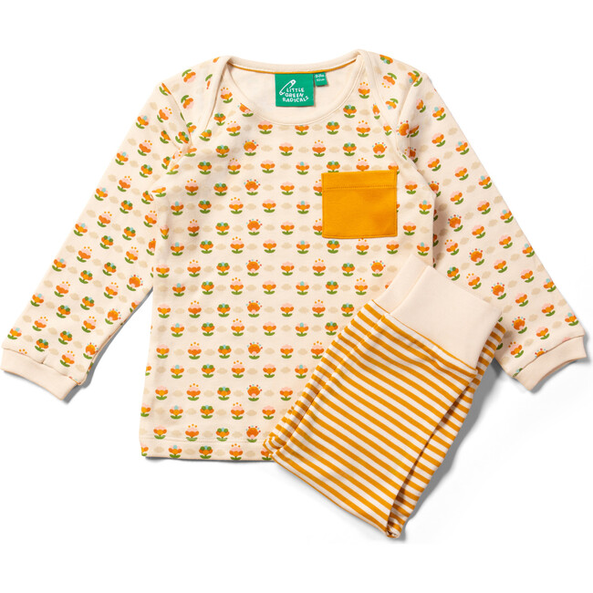 Organic Envelope Neck Long Sleeve T-Shirt And Jogger Playset, Little Blooms