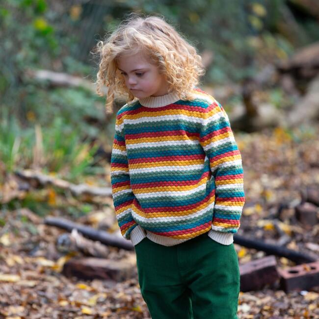 From One To Another Striped Long Sleeve Snug Knit Jumper, Honeycomb Rainbow - Sweaters - 2