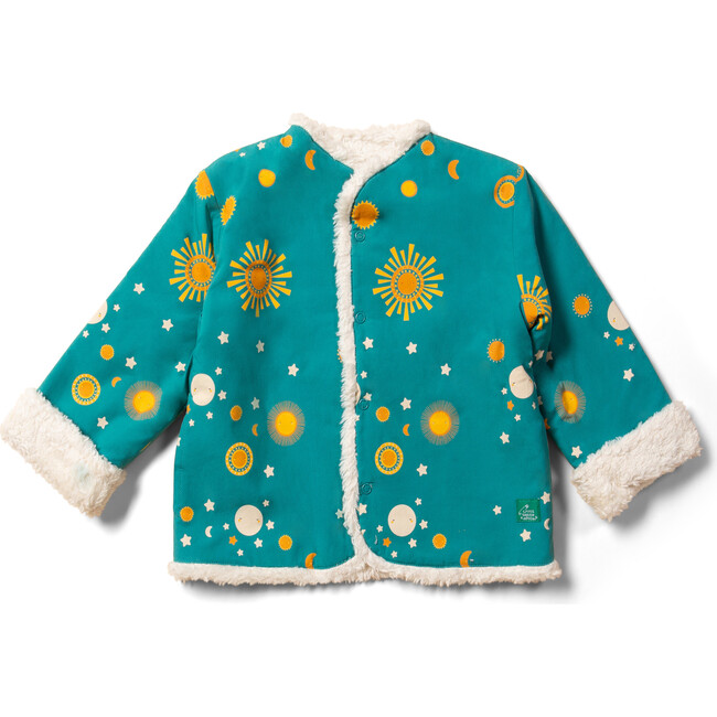 Cosy Sherpa Fleece Reversible Long Sleeve Poppers Jacket, Sun And The Stars