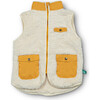 Cosy Recycled Fleece Sleeveless Patch Pockets Zipper Gilet, Cream - Vests - 1 - thumbnail