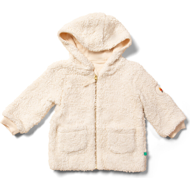 Cosy Organic Sherpa Fleece Campfire Hooded Zipper Jacket, Cream