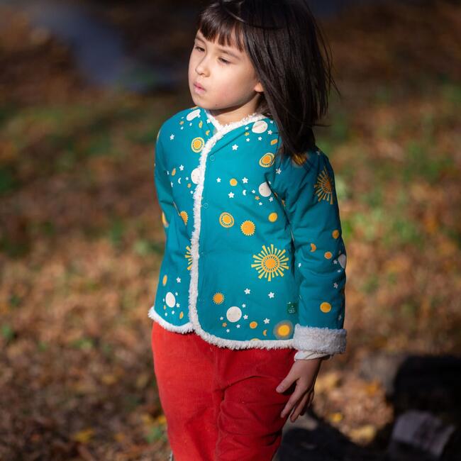 Cosy Sherpa Fleece Reversible Long Sleeve Poppers Jacket, Sun And The Stars - Jackets - 2