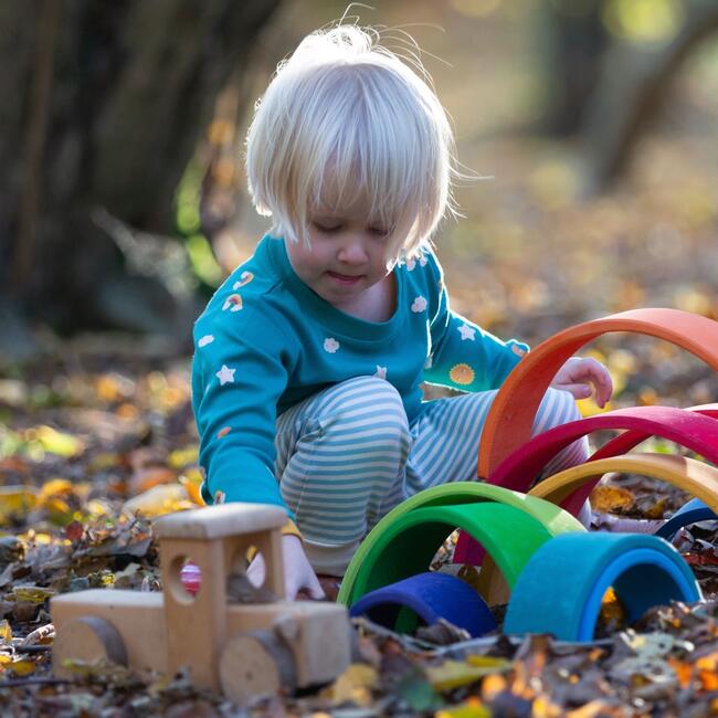 Organic Envelope Neck Long Sleeve T-Shirt And Jogger Playset, Turquoise Skies - Loungewear - 4